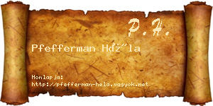 Pfefferman Héla névjegykártya